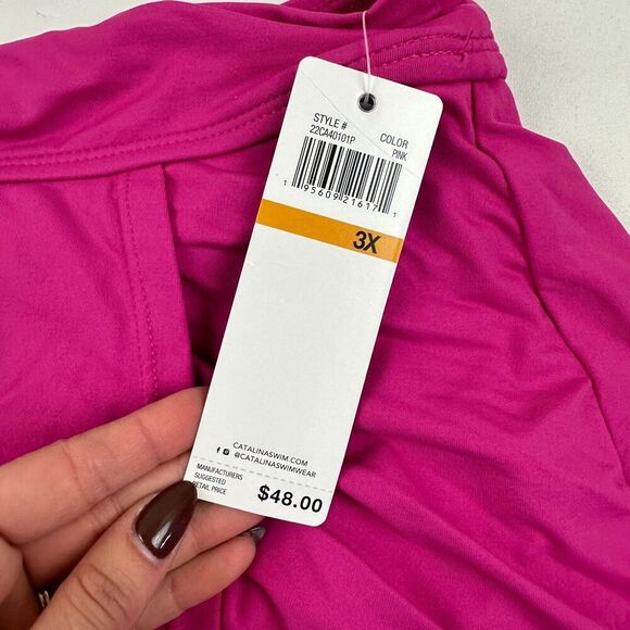 NWT Catalina Swimwear Pink Faux Wrap Skort Skirt W/ Shorts Plus Size 3X Stretch - Picture 4 of 11